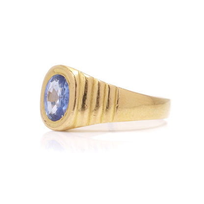 Unisex 0.75ct Oval Sapphire and 22ct Yellow Gold Ring