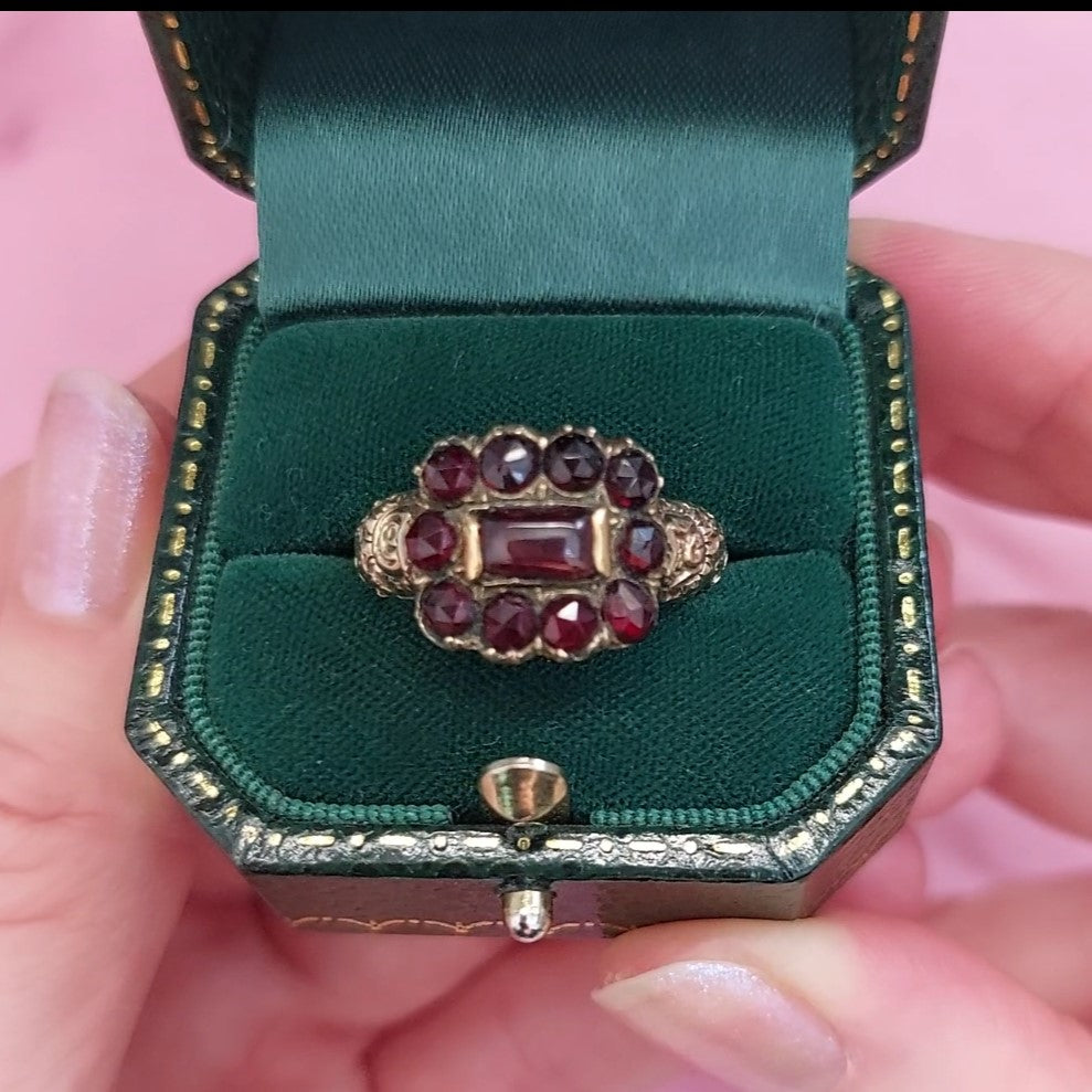 Georgian Antique Garnet Buckle Ring