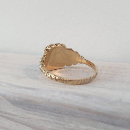 Georgian Antique Pearl Locket Mourning 18ct Gold Ring