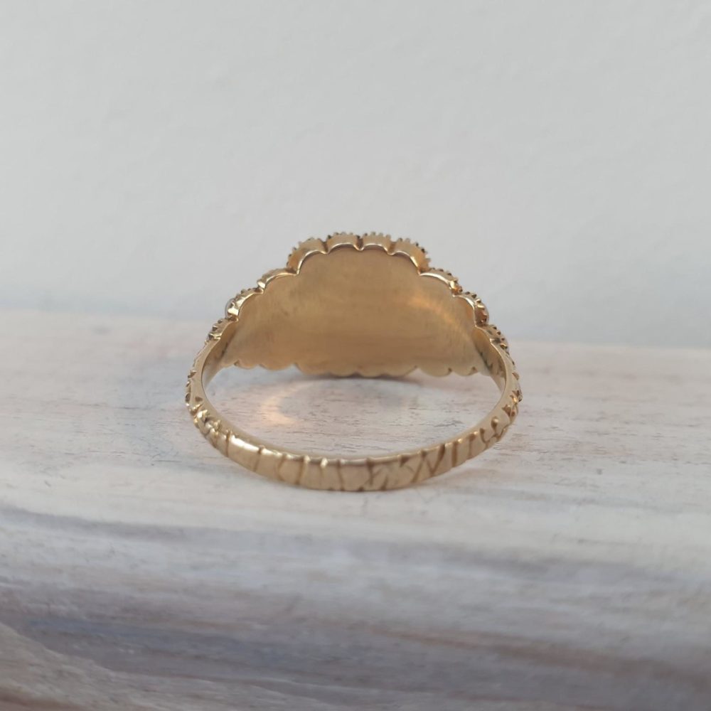 Georgian Antique Pearl Locket Mourning 18ct Gold Ring