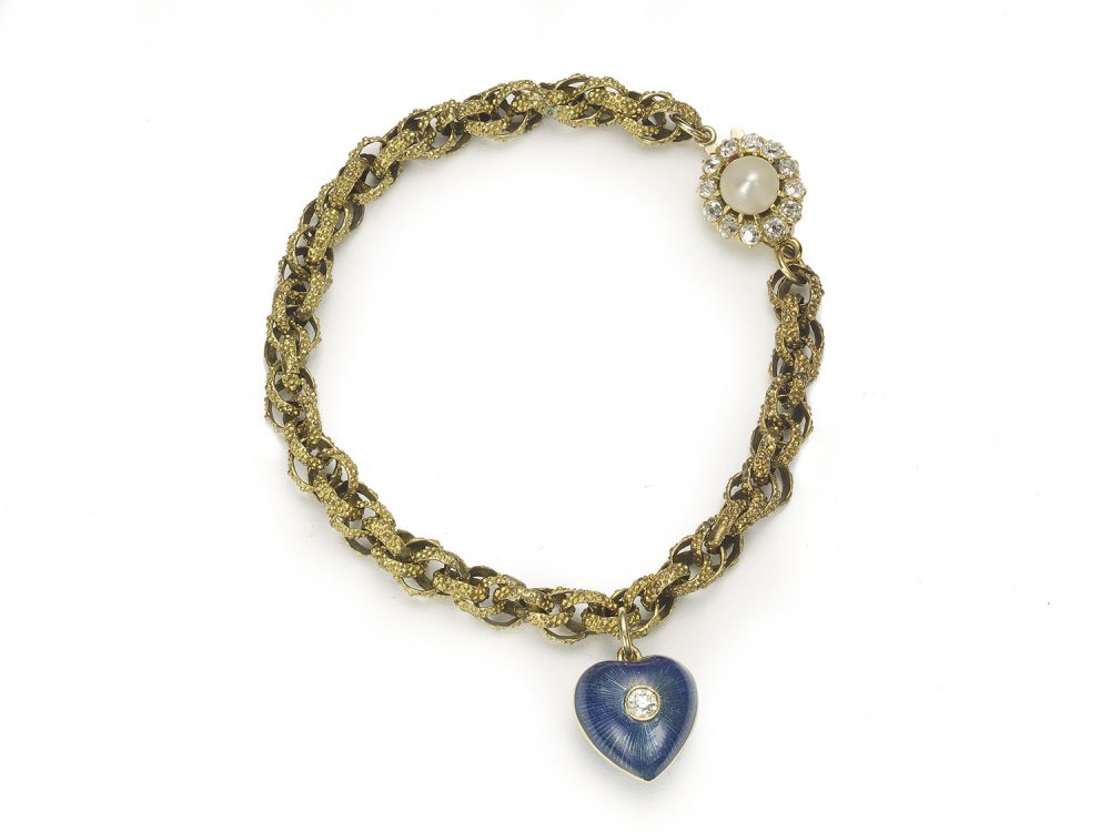 Antique Victorian Gold Heart Charm Bracelet