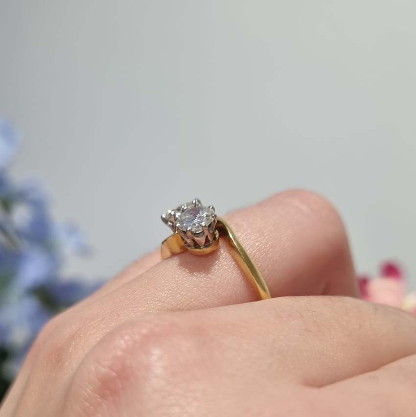 Vintage Two Stone Diamond Crossover Ring, 1.20 carat total