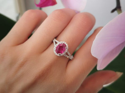 1.44ct Burma Ruby and Diamond Cluster Ring, 18ct Gold