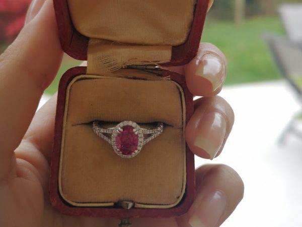 1.44ct Burma Ruby and Diamond Cluster Ring, 18ct Gold