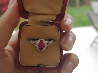 1.44ct Burma Ruby and Diamond Cluster Ring, 18ct Gold