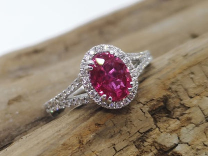 1.44ct Burma Ruby and Diamond Cluster Ring, 18ct Gold