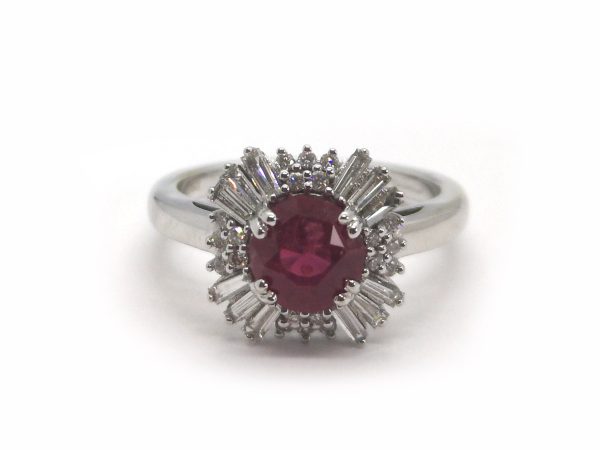 1.73ct Ruby and Diamond Fancy Cluster Ring