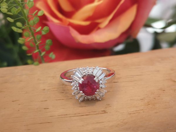 1.73ct Ruby and Diamond Fancy Cluster Ring