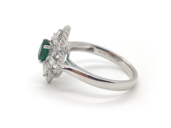 Zambian Emerald and Diamond Dress Ring, 18ct White Gold
