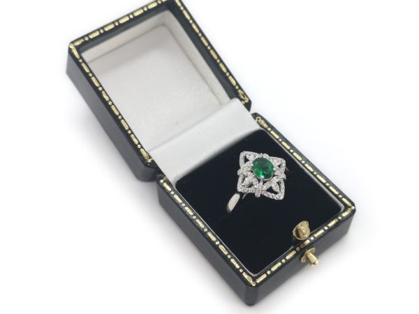 Zambian Emerald and Diamond Dress Ring, 18ct White Gold