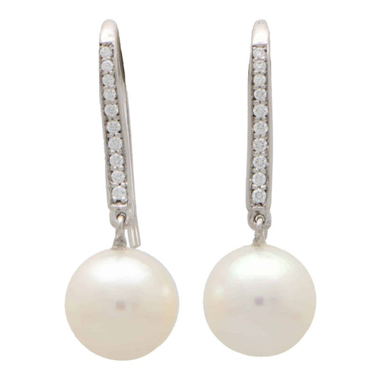 Akoya Pearl and Diamond Drop Earrings