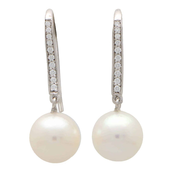 Akoya Pearl and Diamond Drop Earrings