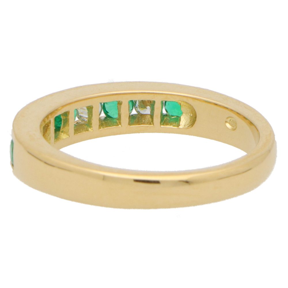 0.22ct Emerald and Diamond Half Eternity Band Ring