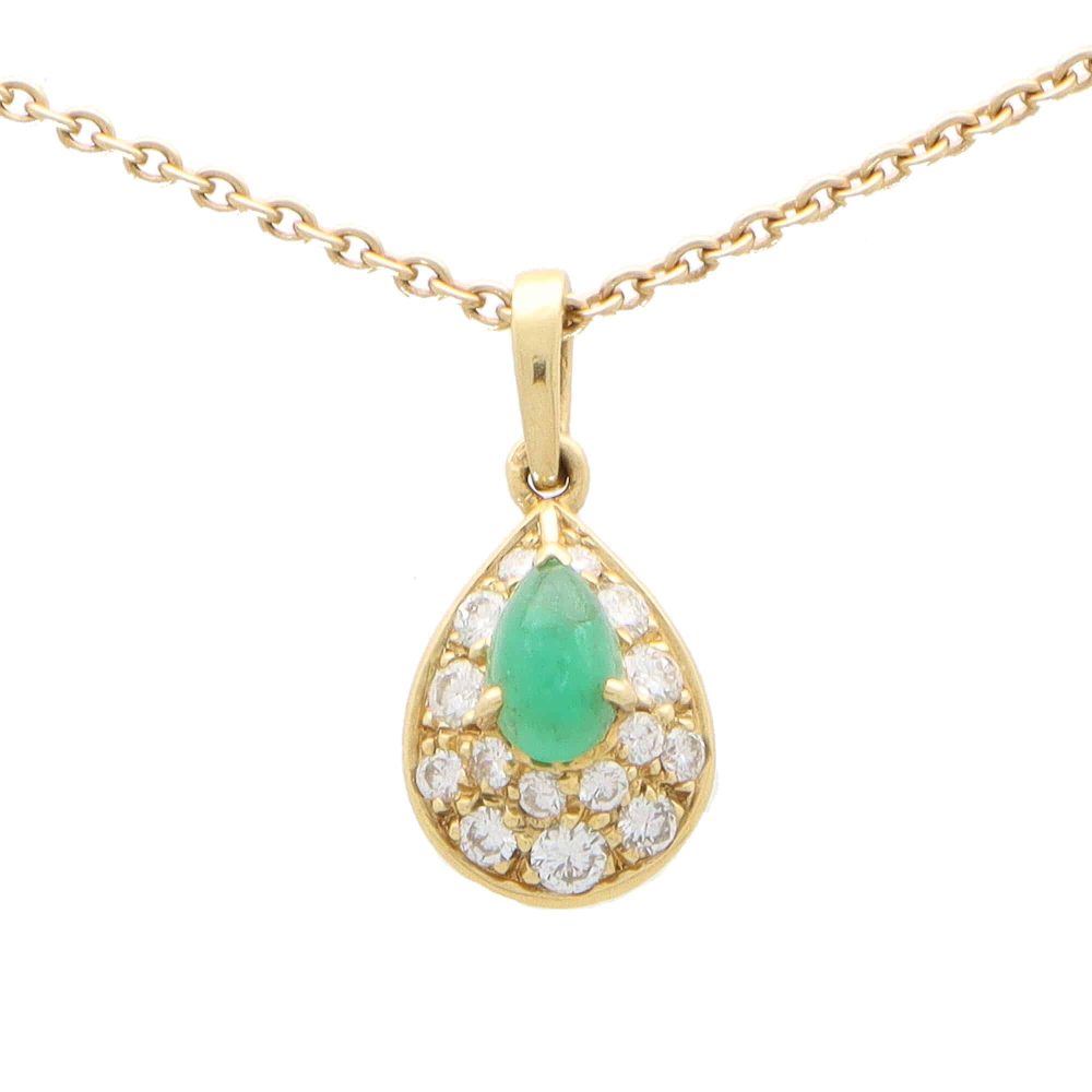 Vintage Van Cleef & Arpels chrysoprase and diamond pendant in gold.