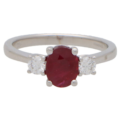 1.50ct Ruby and Diamond Three Stone Ring