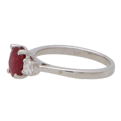 1.50ct Ruby and Diamond Three Stone Ring
