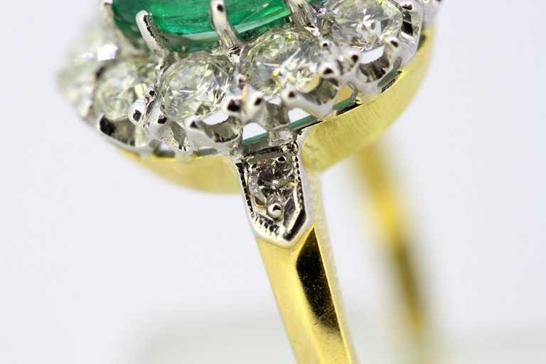 Vintage Emerald and Diamond Cluster Ring
