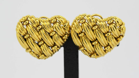 Vintage Tiffany and Co. 18ct Yellow Gold Heart Earrings