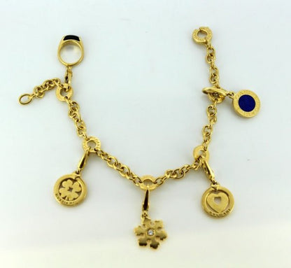 Vintage Bulgari Onyx and Lapis Lazuli Charm Bracelet