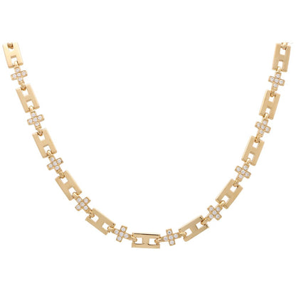 Vintage Hermès diamond chain necklace set in 18 carat yellow gold.