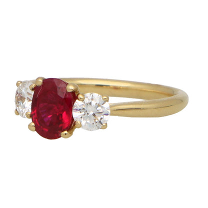 Certified Ruby and Diamond Trilogy Engagement Ring