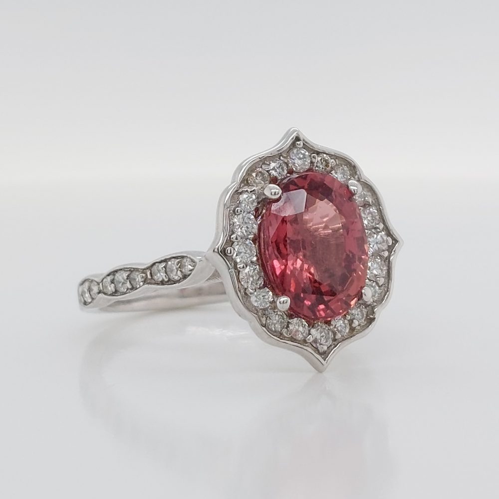 Engagement Padschapdra Sapphire and Diamond Cluster Ring 7