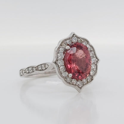 Engagement Padschapdra Sapphire and Diamond Cluster Ring 7