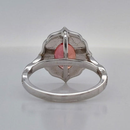 Padschapdra Sapphire and Diamond Cluster Ring