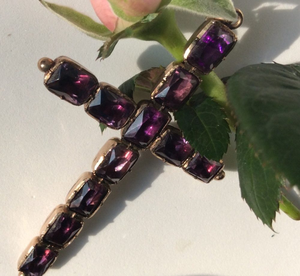 Antique Georgian Amethyst Set Cross Pendant