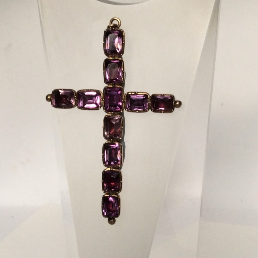 Antique Georgian Amethyst Set Cross Pendant