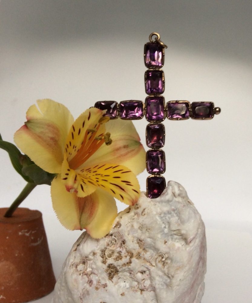 Antique Georgian Amethyst Set Cross Pendant