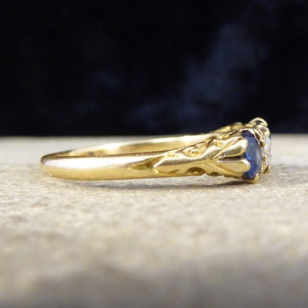 Antique Victorian Sapphire and Diamond Five Stone Ring