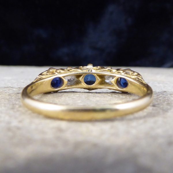 Antique Victorian Sapphire and Diamond Five Stone Ring