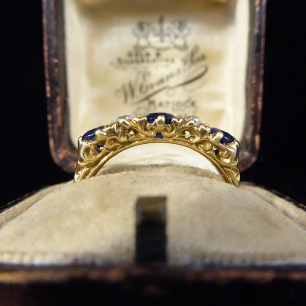 Antique Victorian Sapphire and Diamond Five Stone Ring