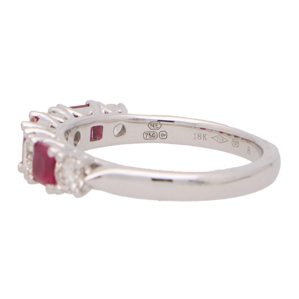 Ruby and Diamond Half Eternity Band Ring