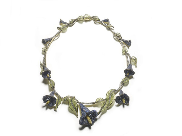 Sapphire Diamond Calla Lily Necklace