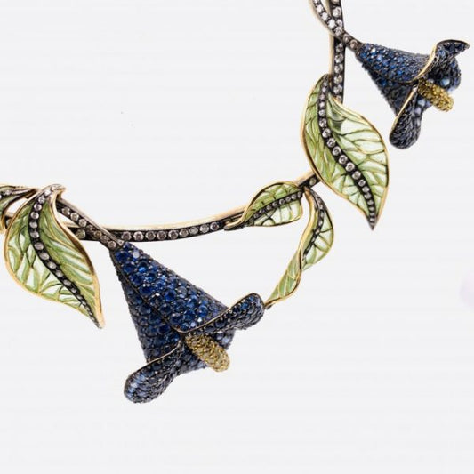 Sapphire Diamond Calla Lily Necklace