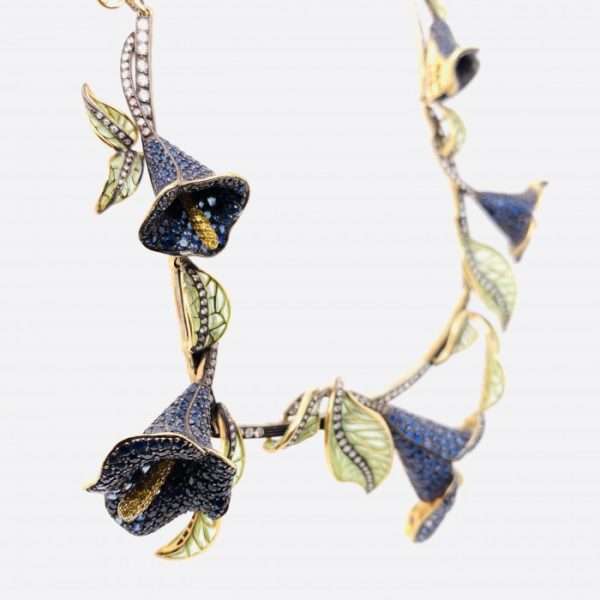 Sapphire Diamond Calla Lily Necklace