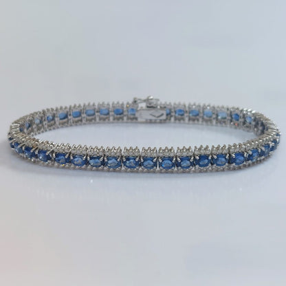 Sapphire and Diamond Line Bracelet