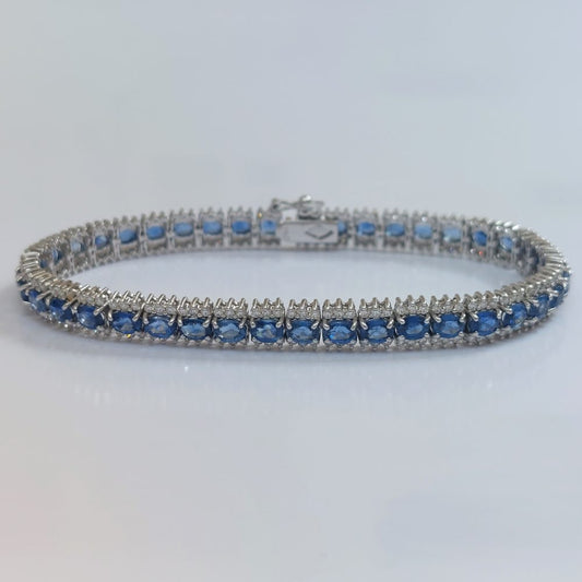 Sapphire and Diamond Line Bracelet