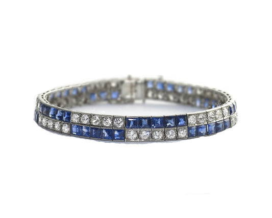 Art Deco Chaumet Sapphire Diamond Platinum Bracelet