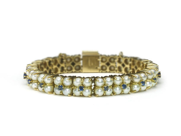 Vintage Tiffany & Co. Pearl Sapphire Gold Bracelet