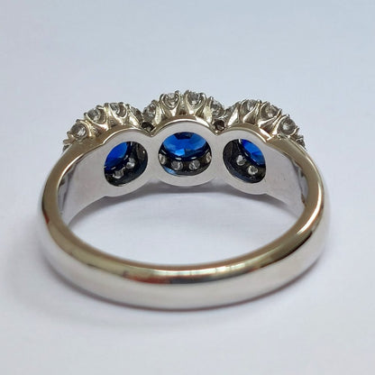 Triple 1.14ct Sapphire and Diamond Cluster Ring