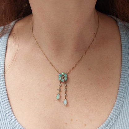 Victorian Antique Opal and Diamond Negligee Necklace