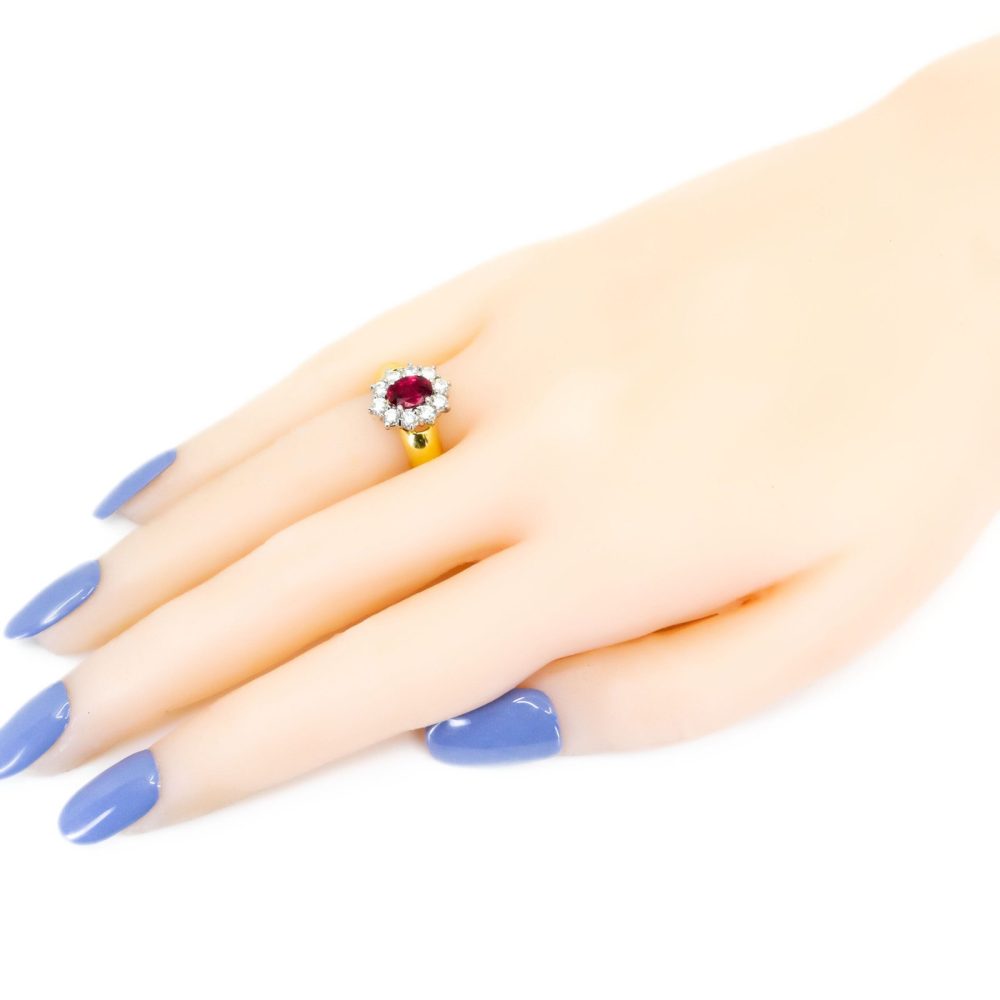 Vintage 0.80ct Ruby and Diamond Cluster Ring