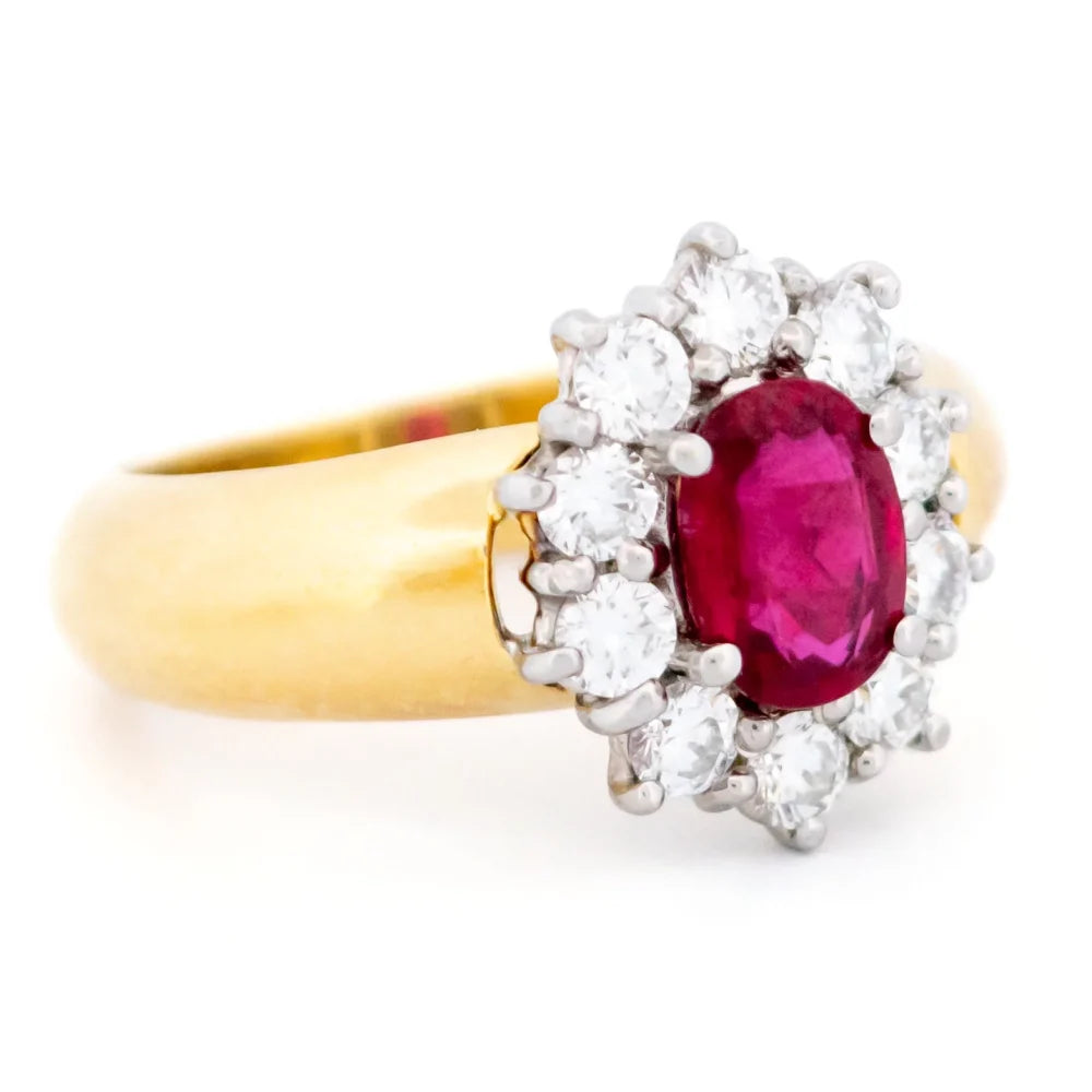 Vintage 0.80ct Ruby and Diamond Cluster Ring