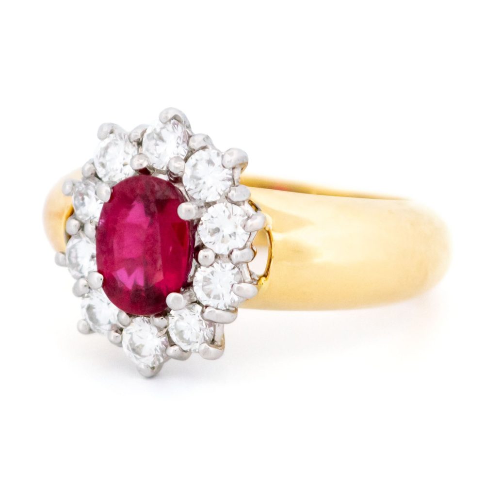 Vintage 0.80ct Ruby and Diamond Cluster Ring