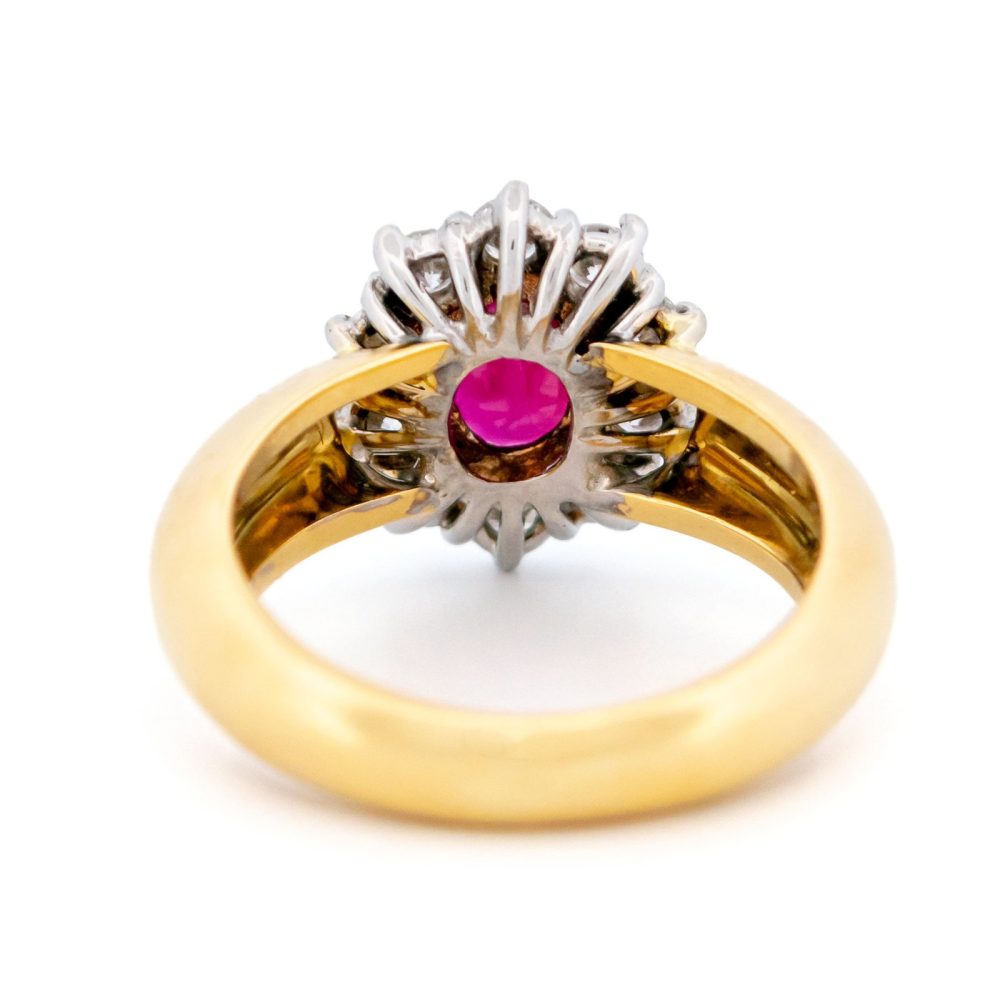 Vintage 0.80ct Ruby and Diamond Cluster Ring