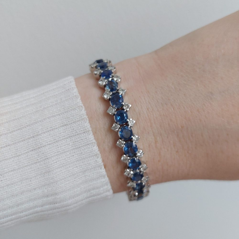 Vintage 13ct Sapphire and Diamond Line Bracelet 2 | Vintage jewellery