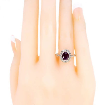 Vintage 2.11ct Ruby and Diamond Cluster Platinum Ring